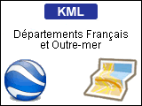 KML limites et contours des départements Français et Outre-mer